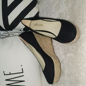 NEW Cathy Jean - black espadrilles wedge heel